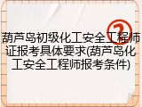 葫芦岛初级化工安全工程师证报考具体要求(葫芦岛化工安全工程师报考条件)