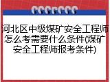 河北区中级煤矿安全工程师怎么考需要什么条件(煤矿安全工程师报考条件)