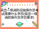 吴忠一级消防设施操作员考试需要什么学历(吴忠一级消防操作员学历要求)