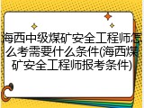 海西中级煤矿安全工程师怎么考需要什么条件(海西煤矿安全工程师报考条件)