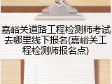 嘉峪关道路工程检测师考试去哪里线下报名(嘉峪关工程检测师报名点)