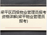 梁平区四级物业管理员报考资格详解(梁平物业管理员报考)