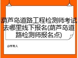 葫芦岛道路工程检测师考试去哪里线下报名(葫芦岛道路检测师报名点)