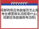 成都高级应急救援员怎么报考在哪里报名流程是什么(成都应急救援报考流程)