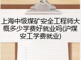 上海中级煤矿安全工程师大概多少学费好就业吗(沪煤安工学费就业)