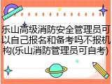 乐山高级消防安全管理员可以自己报名和备考吗不报机构(乐山消防管理员可自考)