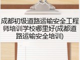 成都初级道路运输安全工程师培训学校哪里好(成都道路运输安全培训)