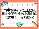 甘南中级煤矿安全工程师大概多少学费好就业吗(甘南煤矿安全工程师就业)