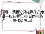 甘南一级消防设施操作员考试一般在哪里考(甘南消防操作员考点)