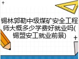 锡林郭勒中级煤矿安全工程师大概多少学费好就业吗(锡盟安工就业前景)