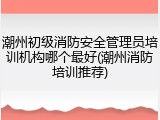 潮州初级消防安全管理员培训机构哪个最好(潮州消防培训推荐)