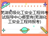 芜湖初级化工安全工程师考试指导中心哪里有(芜湖化工安全工程师报考)