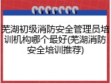 芜湖初级消防安全管理员培训机构哪个最好(芜湖消防安全培训推荐)