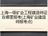 上海一级矿业工程建造师证在哪里报考(上海矿业建造师报考点)