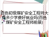 百色初级煤矿安全工程师大概多少学费好就业吗(百色煤矿安全工程师前景)