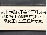 湖北中级化工安全工程师考试指导中心哪里有(湖北中级化工安全工程师考点)