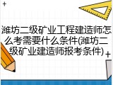 潍坊二级矿业工程建造师怎么考需要什么条件(潍坊二级矿业建造师报考条件)
