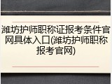 潍坊护师职称证报考条件官网具体入口(潍坊护师职称报考官网)