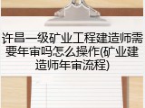 许昌一级矿业工程建造师需要年审吗怎么操作(矿业建造师年审流程)