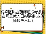 铜梁区执业药师证报考条件官网具体入口(铜梁执业药师报考入口)