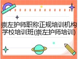 崇左护师职称正规培训机构学校培训班(崇左护师培训)