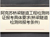 阿克苏桥梁隧道工程检测师证报考具体要求(桥梁隧道检测师报考条件)