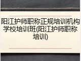 阳江护师职称正规培训机构学校培训班(阳江护师职称培训)