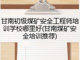 甘南初级煤矿安全工程师培训学校哪里好(甘南煤矿安全培训推荐)