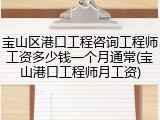 宝山区港口工程咨询工程师工资多少钱一个月通常(宝山港口工程师月工资)