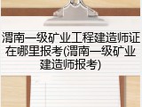 渭南一级矿业工程建造师证在哪里报考(渭南一级矿业建造师报考)
