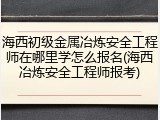海西初级金属冶炼安全工程师在哪里学怎么报名(海西冶炼安全工程师报考)