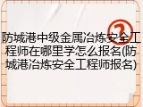 防城港中级金属冶炼安全工程师在哪里学怎么报名(防城港冶炼安全工程师报名)