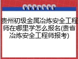 贵州初级金属冶炼安全工程师在哪里学怎么报名(贵省冶炼安全工程师报考)