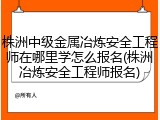 株洲中级金属冶炼安全工程师在哪里学怎么报名(株洲冶炼安全工程师报名)