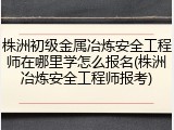 株洲初级金属冶炼安全工程师在哪里学怎么报名(株洲冶炼安全工程师报考)