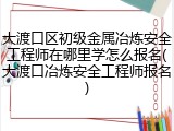 大渡口区初级金属冶炼安全工程师在哪里学怎么报名(大渡口冶炼安全工程师报名)