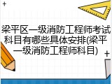 梁平区一级消防工程师考试科目有哪些具体安排(梁平一级消防工程师科目)