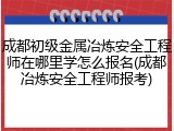成都初级金属冶炼安全工程师在哪里学怎么报名(成都冶炼安全工程师报考)