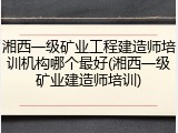 湘西一级矿业工程建造师培训机构哪个最好(湘西一级矿业建造师培训)