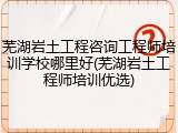 芜湖岩土工程咨询工程师培训学校哪里好(芜湖岩土工程师培训优选)