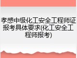 孝感中级化工安全工程师证报考具体要求(化工安全工程师报考)