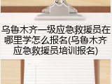 乌鲁木齐一级应急救援员在哪里学怎么报名(乌鲁木齐应急救援员培训报名)