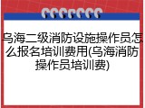 乌海二级消防设施操作员怎么报名培训费用(乌海消防操作员培训费)