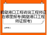 鹤壁港口工程咨询工程师证在哪里报考(鹤壁港口工程师证报考)