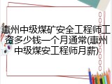 惠州中级煤矿安全工程师工资多少钱一个月通常(惠州中级煤安工程师月薪)