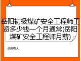 岳阳初级煤矿安全工程师工资多少钱一个月通常(岳阳煤矿安全工程师月薪)