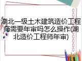 湖北一级土木建筑造价工程师需要年审吗怎么操作(湖北造价工程师年审)
