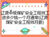 辽源中级煤矿安全工程师工资多少钱一个月通常(辽源煤矿安全工程师月薪)