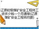 辽源初级煤矿安全工程师工资多少钱一个月通常(辽源煤矿安全工程师月薪)