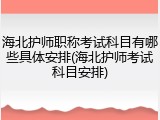 海北护师职称考试科目有哪些具体安排(海北护师考试科目安排)